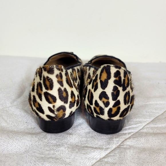 Stuart Weitzman calf hair classic leopard print loafers black bow heel office 6 - Picture 4 of 11